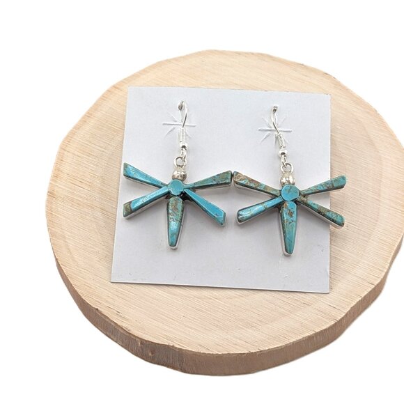 Genuine Navajo Turquoise Earrings Handmade Native American Jewelry for Women *** - Picture 3 of 14